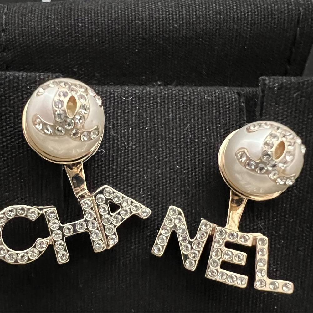 CHANEL Gold & Silver Jewelry CC Pearl Logo Jacket Earrings NEW Box CHA NEL 2 way